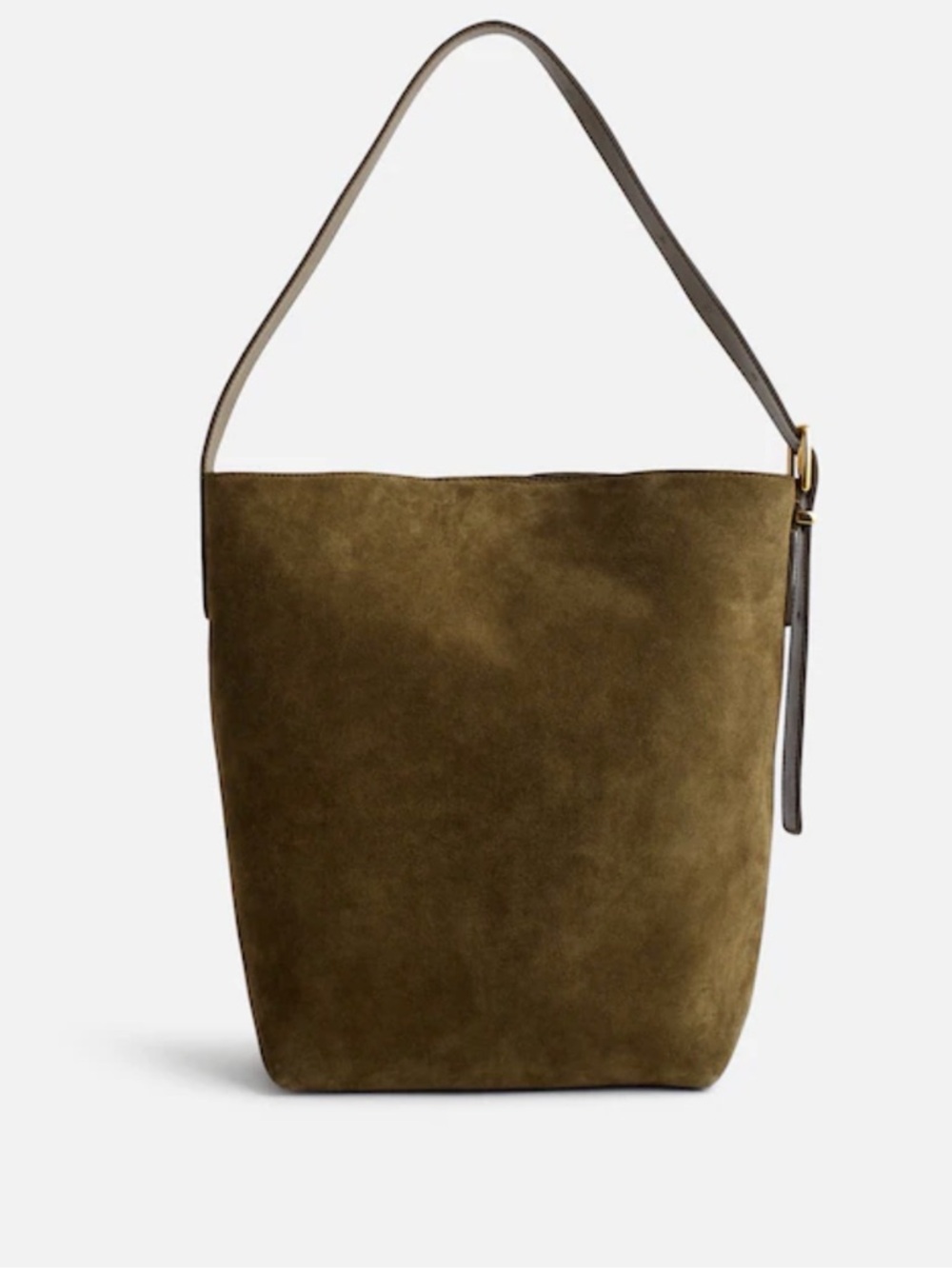 Madewell Olive Suede Bucket Tote with Single Strap